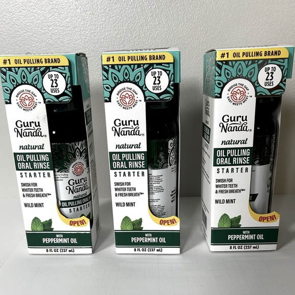 Lot of 3 GuruNanda Oil Pulling Oral Rinse Starter Pack - Picture 1 of 4